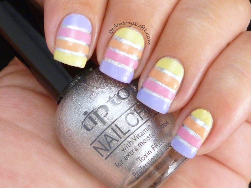 Easter Stripes nail art 3