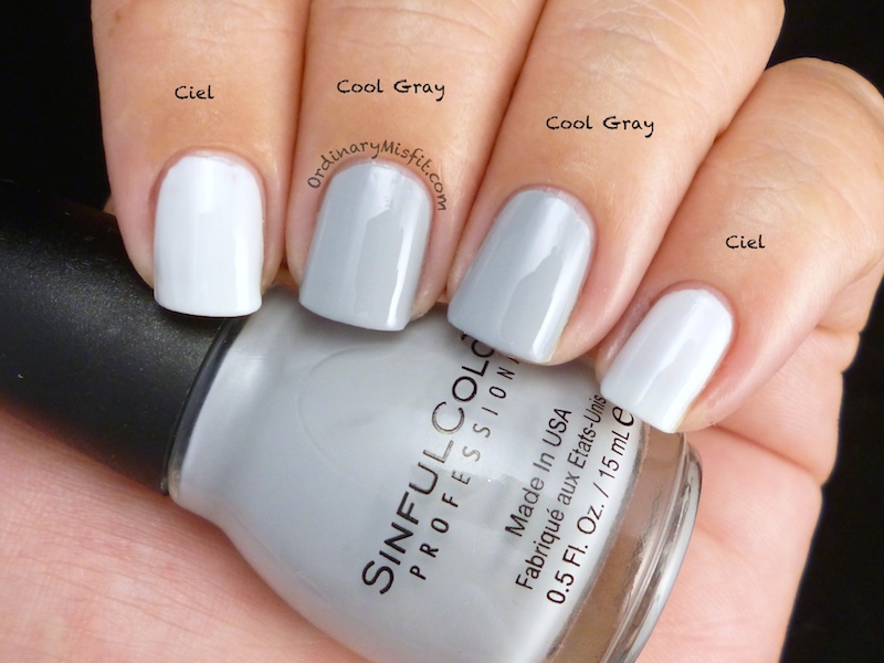 Comparison Sinful Colors - Ciel vs Sinful Colors - Cool Gray 2