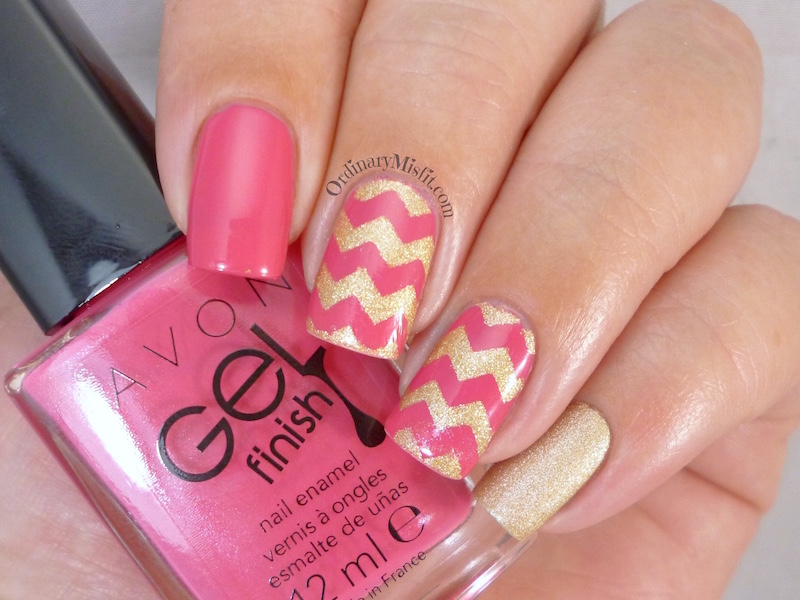 Pink and gold zig zag