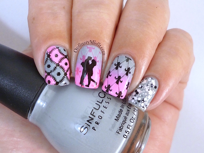 Born Pretty Store Stamping PLate BP L016 nail art pink and grey