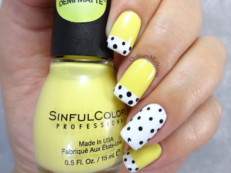 NailLinkup yellow polka dot bikini nail art