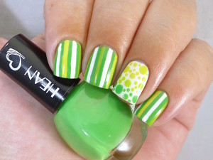 Hean I love Hean collection #809 with nail art stripes taped tape polka dots