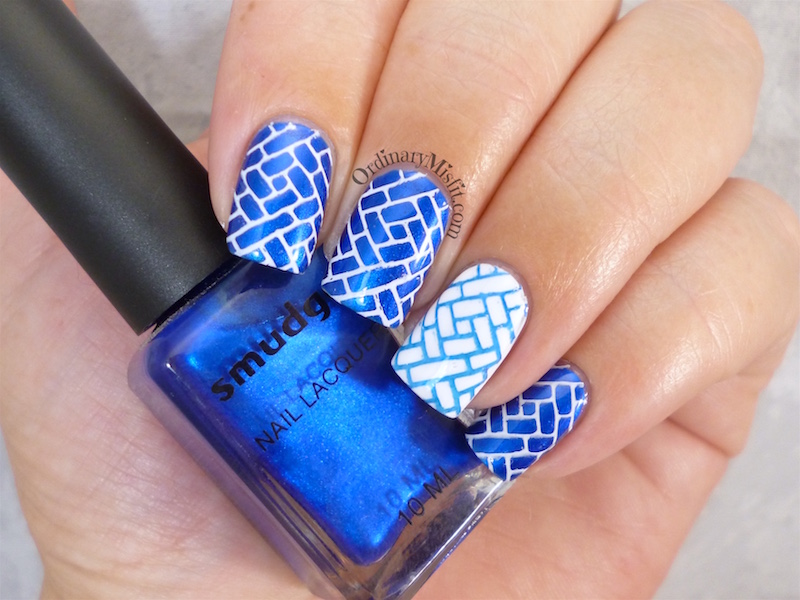Blue and White Striped Nail Art Design - wide 5