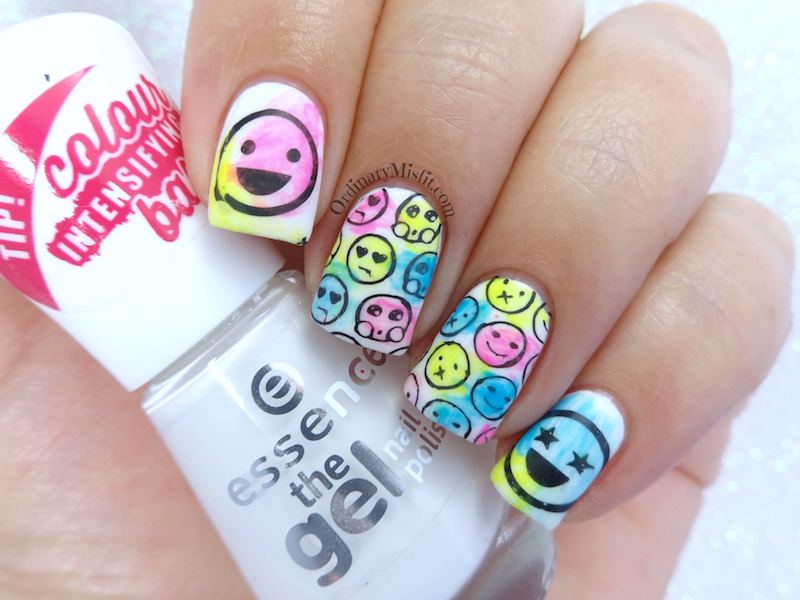 Neon emojis nail art