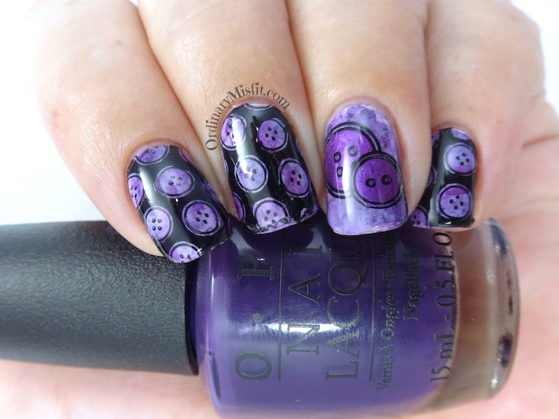 Purple smoosh buttons nail art