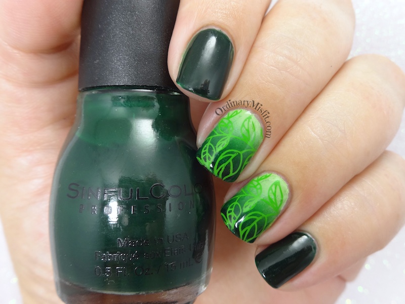 Green leaves nail art