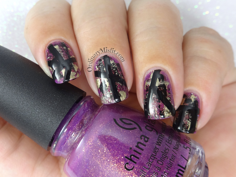 Purple grunge nail art