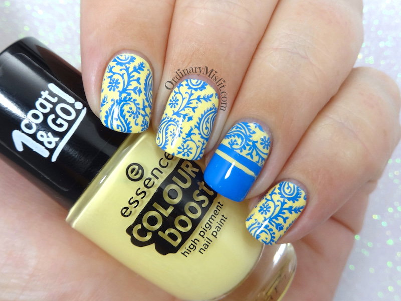 Yellow and blue nail art