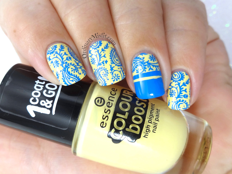 Yellow and blue nail art