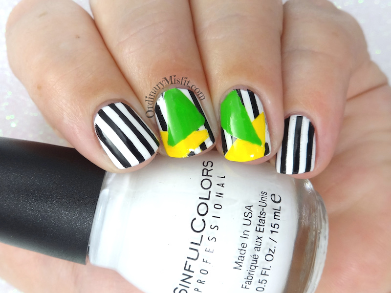 Colour block and stripes nail art