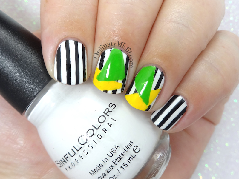 Colour block and stripes nail art