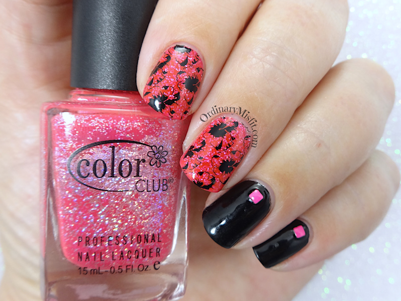 Pink glitter and black shadow flowers