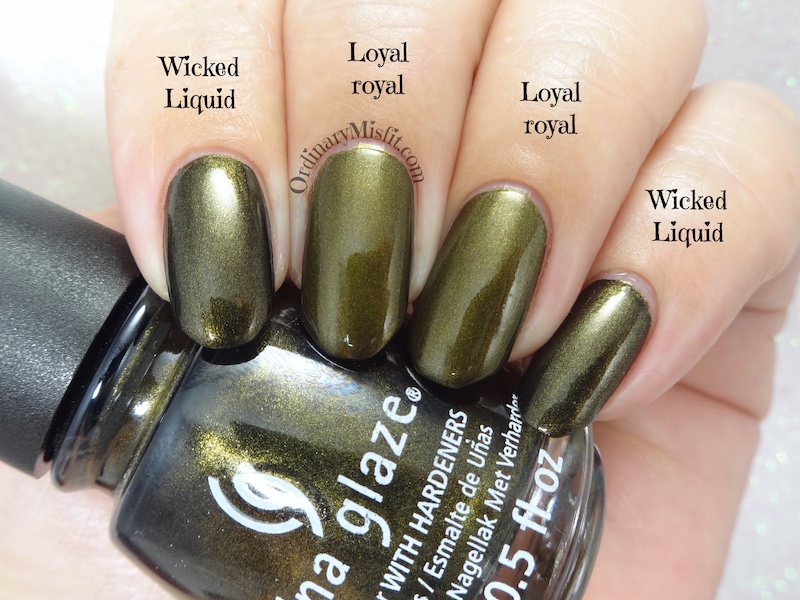 Comparison Essence - Loyal Royal vs China Glaze - Wicked liquid
