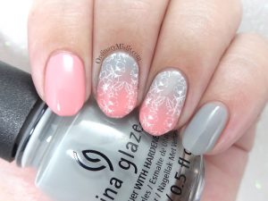 Pink and grey-dients nail art