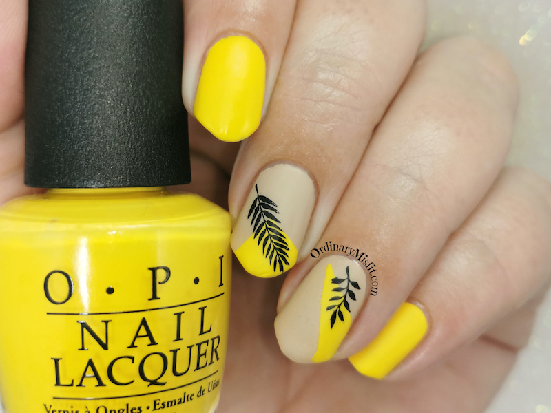 Yellow and nude nail art